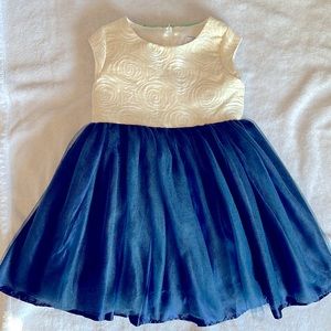 Dorissa 3T formal Ivory/Navy Blue dress. Worn once in excellent condition